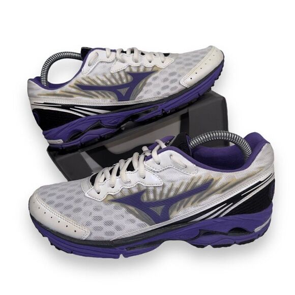 Mizuno Wave Rider 16 Running Shoes White / Purple 8KN-30366 Women's 9 - Picture 1 of 11